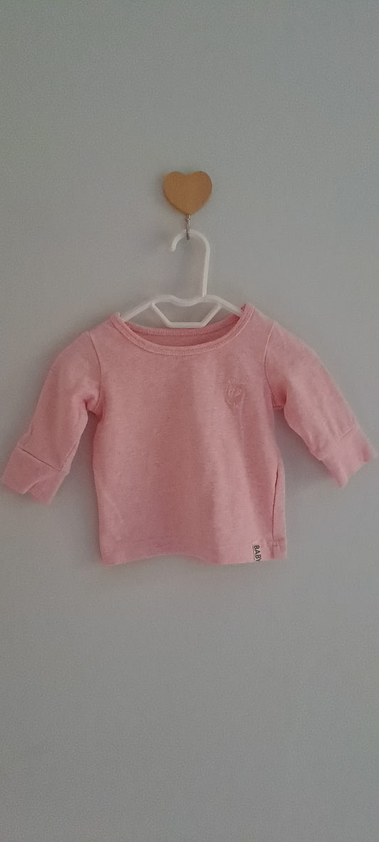 Cotton On Baby Newborn Pink Long Sleeve Ribbed Top