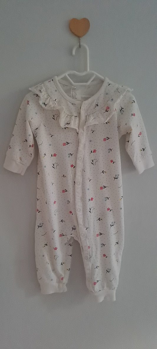 H&M Tiny Floral Ditsy Long Sleeve Romper with Ruffle Collar 4-6 Months