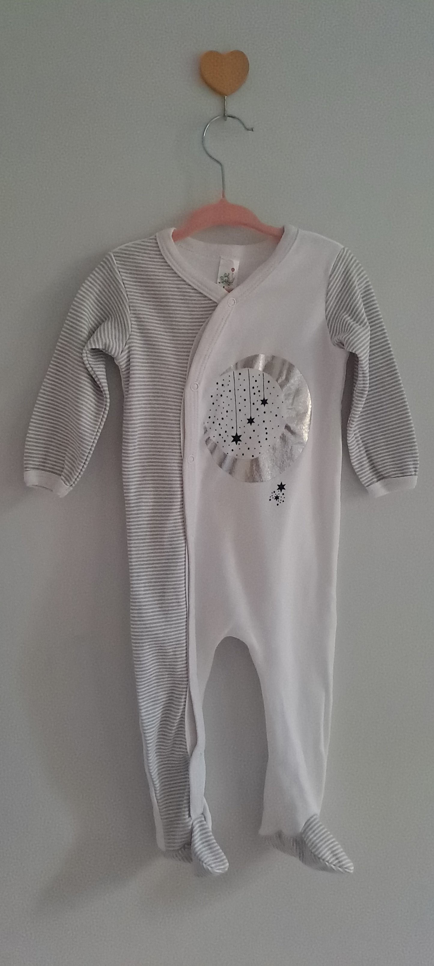 Oh Baby Moon & Stars Asymmetric Sleepsuit 6-9 Months