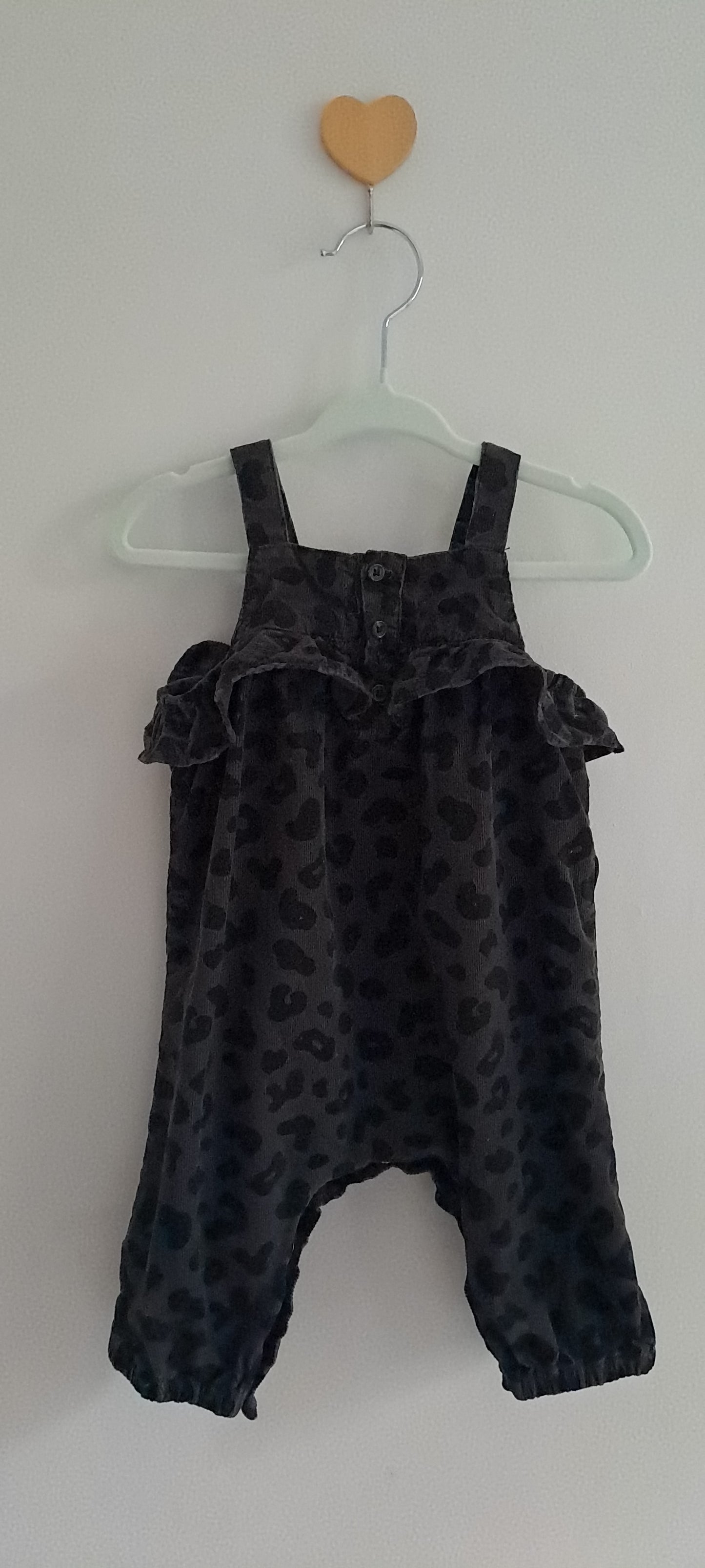 Country Road Charcoal Leopard Cord Jumpsuit 3-6 Months