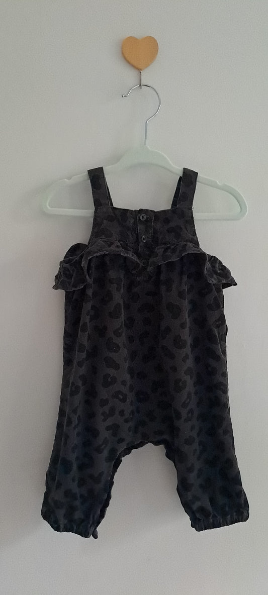 Country Road Charcoal Leopard Cord Jumpsuit 3-6 Months