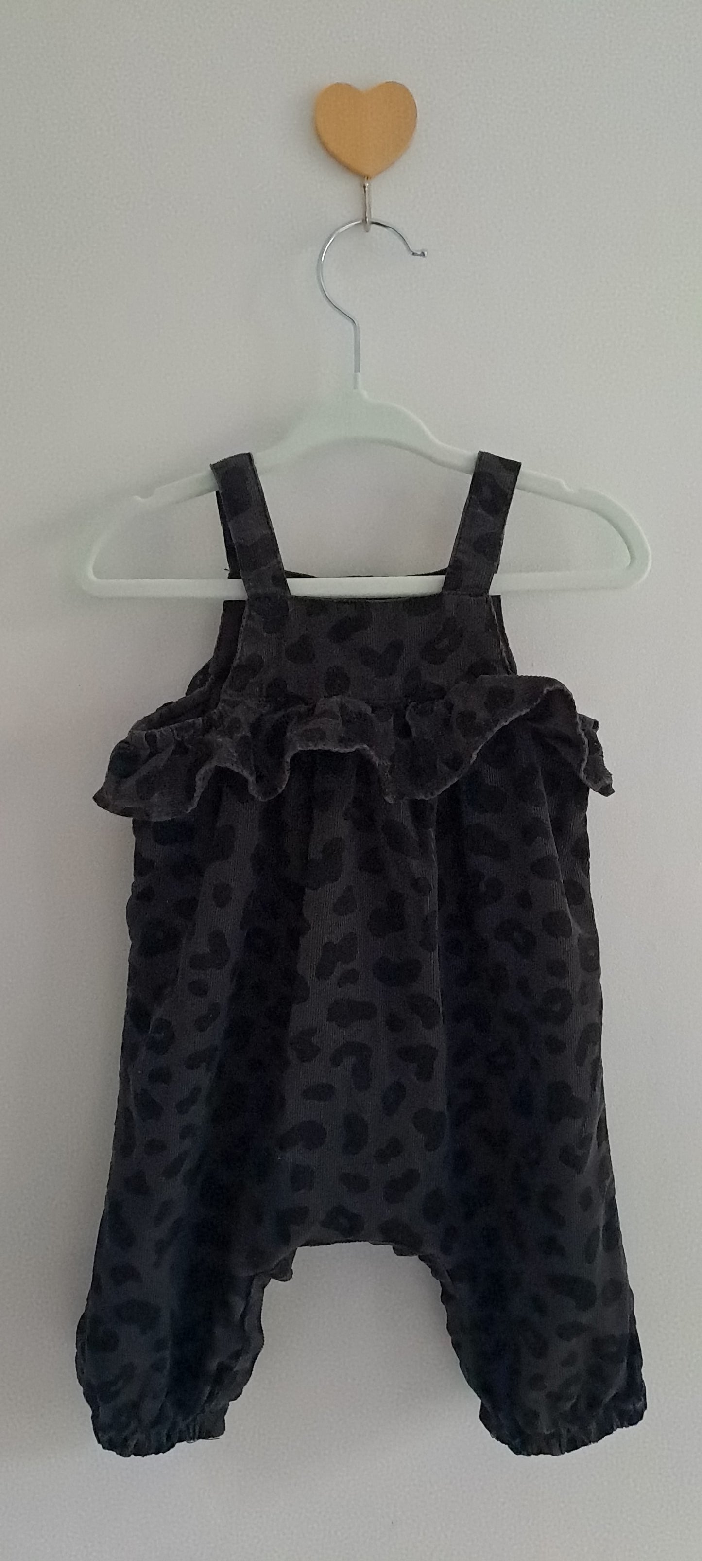 Country Road Charcoal Leopard Cord Jumpsuit 3-6 Months