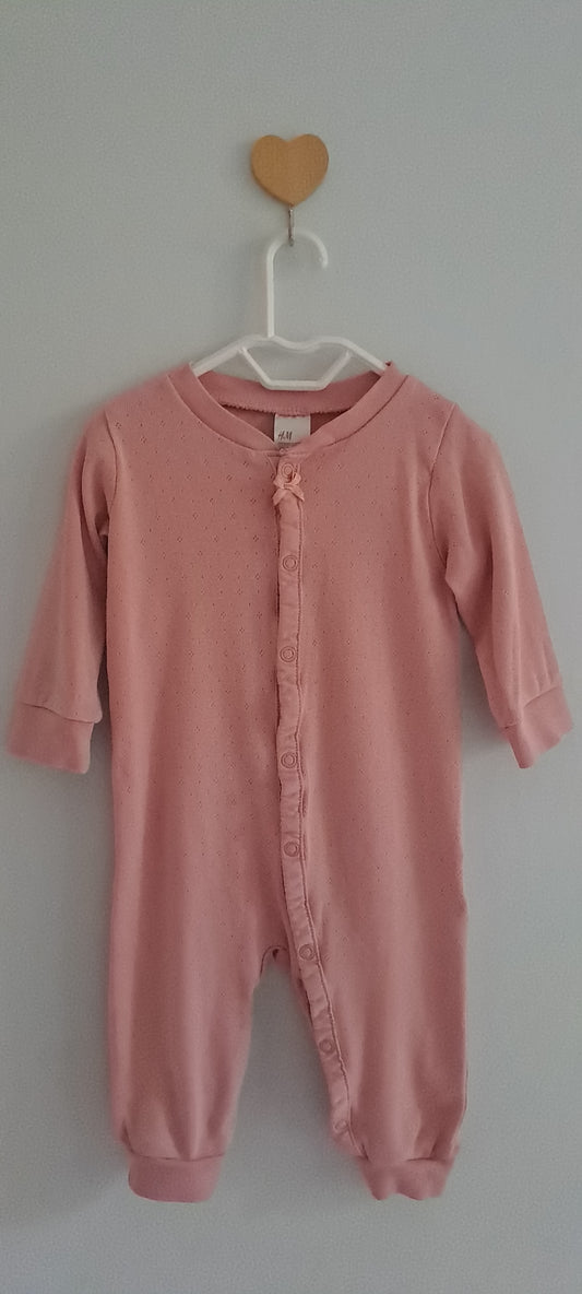 H&M Organic Cotton Dotted Pink Sleepsuit 4-6 Months