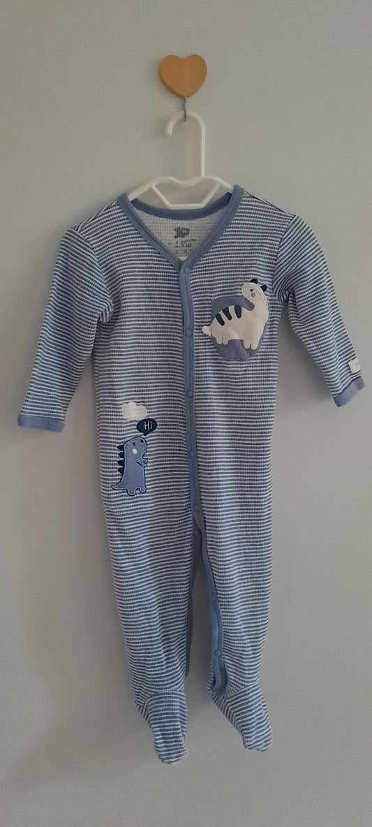 Wooliesbabes Dino & Friend Striped Sleepsuit 3-6 Months