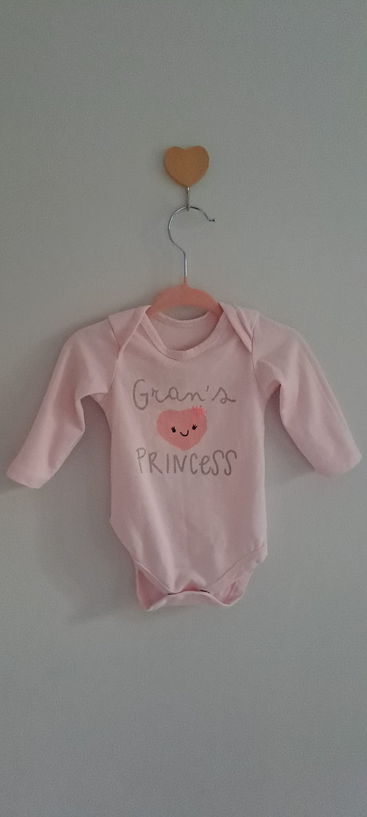 Woolworths "Gran's Princess" Pink Long-Sleeve Bodysuit 1-3 Months