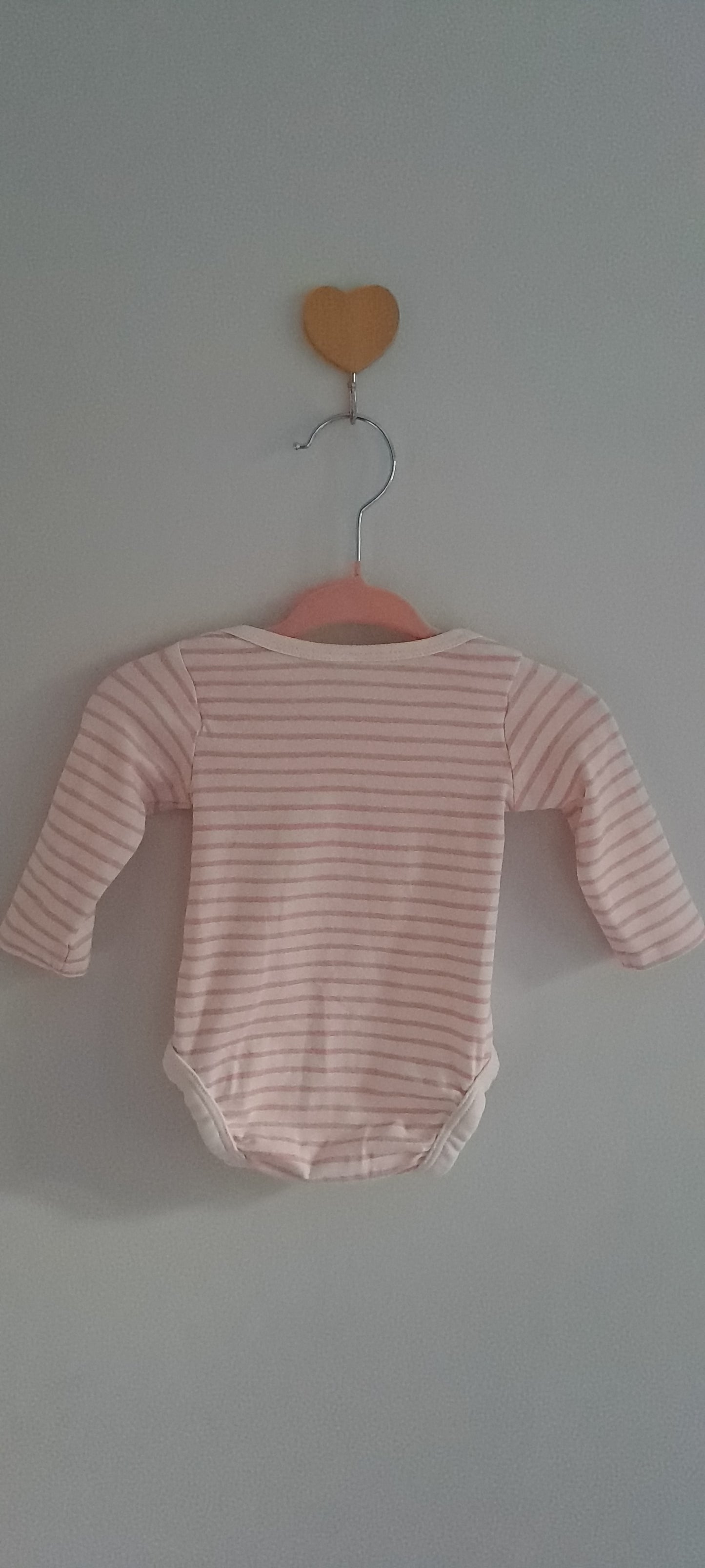 H&M Pink & White Striped Leopard Print Long-Sleeve Bodysuit 3-6 Months