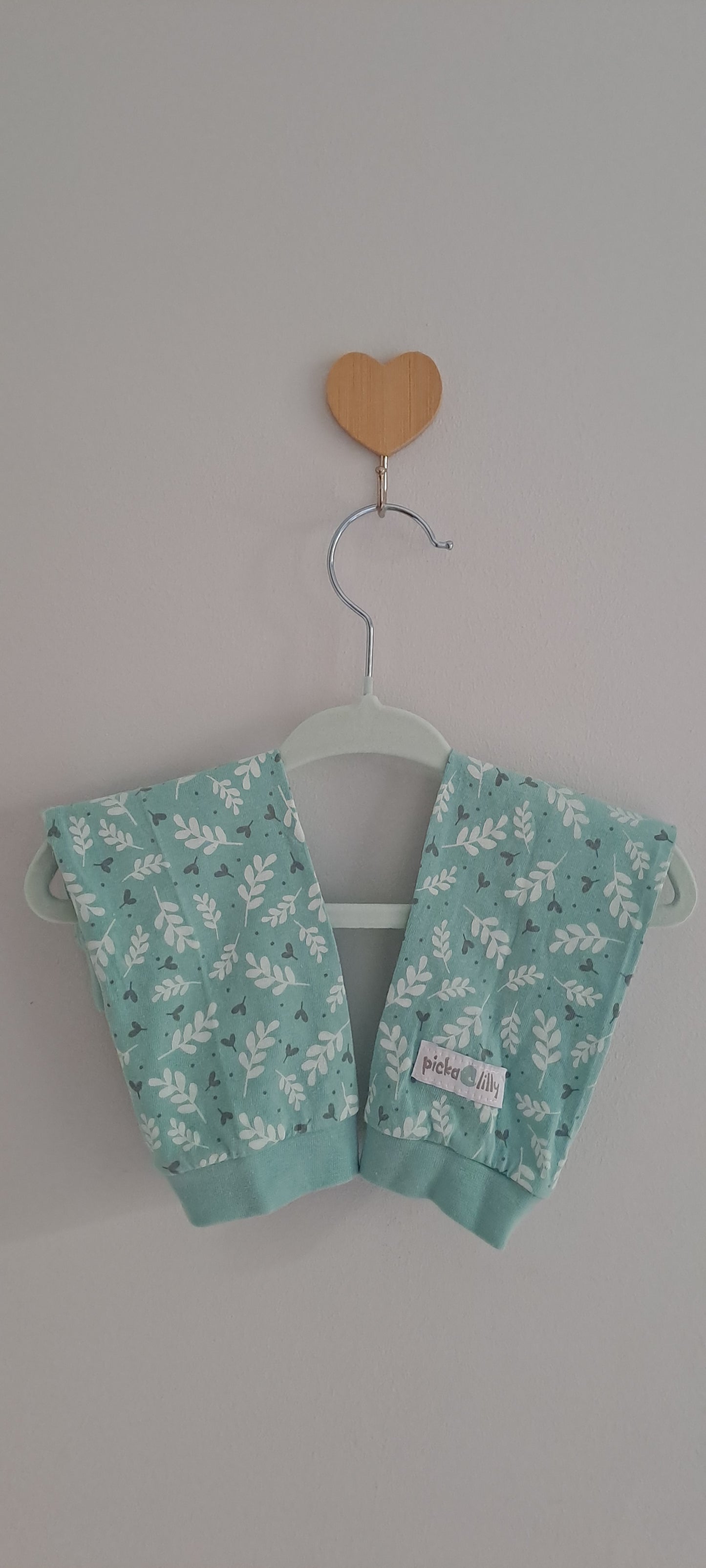 Picka Lilly Turquoise Leaf Print Cotton Leggings Medium
