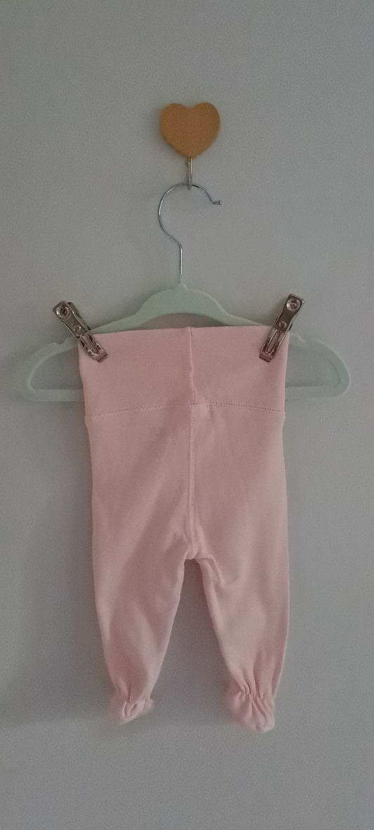 H&M Organic Cotton Soft Pink Footed Leggings 0-1 Month