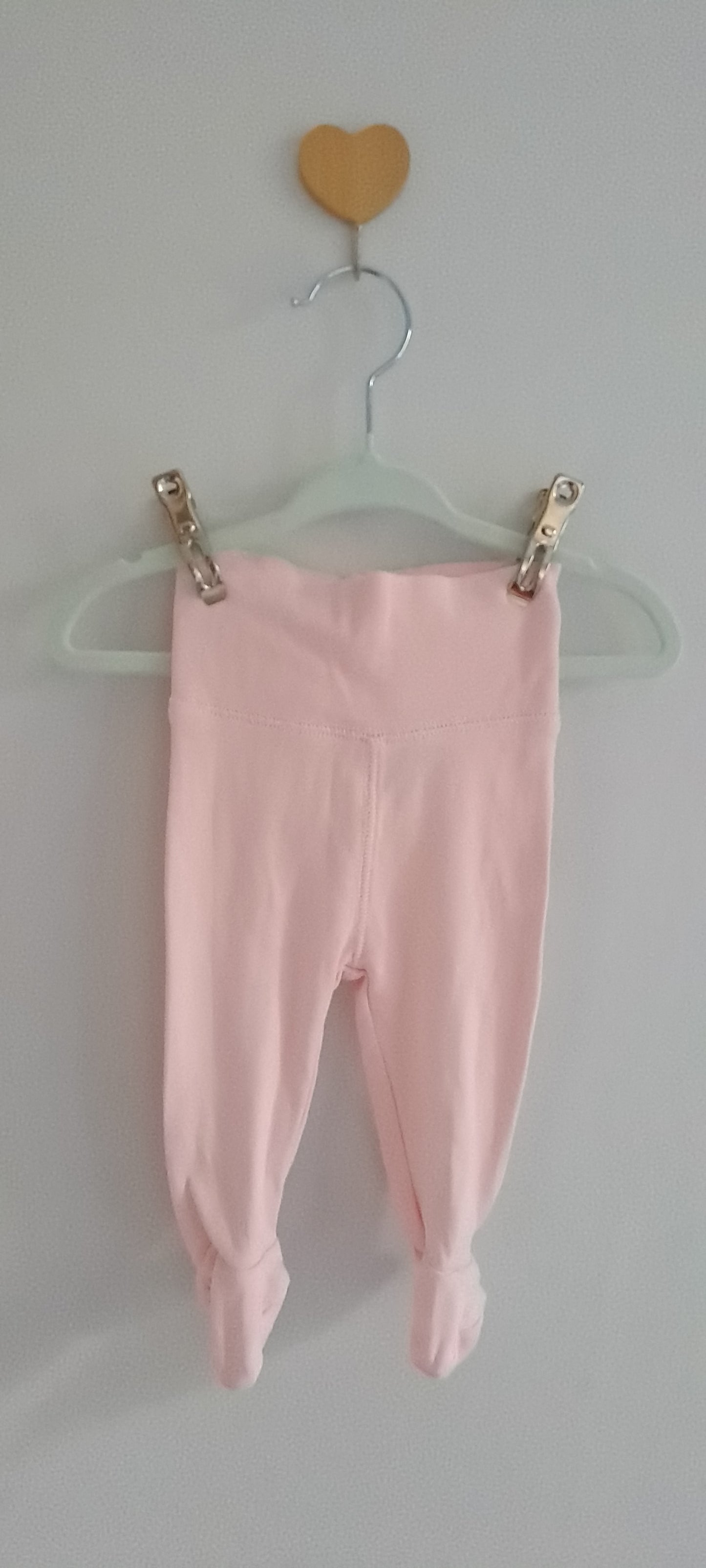 H&M Organic Cotton Soft Pink Footed Leggings 0-1 Month