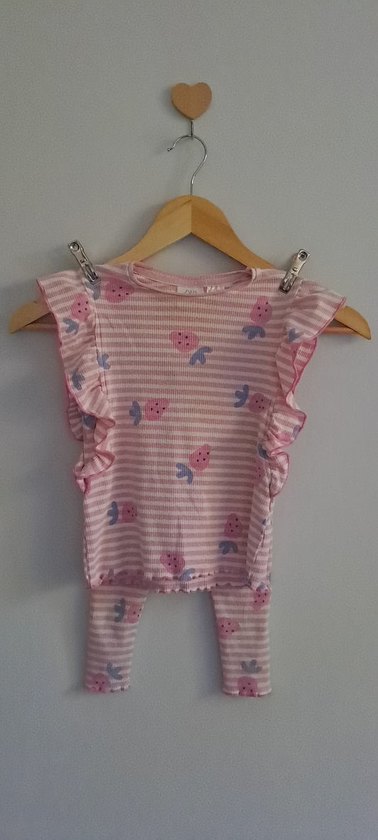Zara Baby Girls' Ribbed Strawberry Print Set 2-3 Years