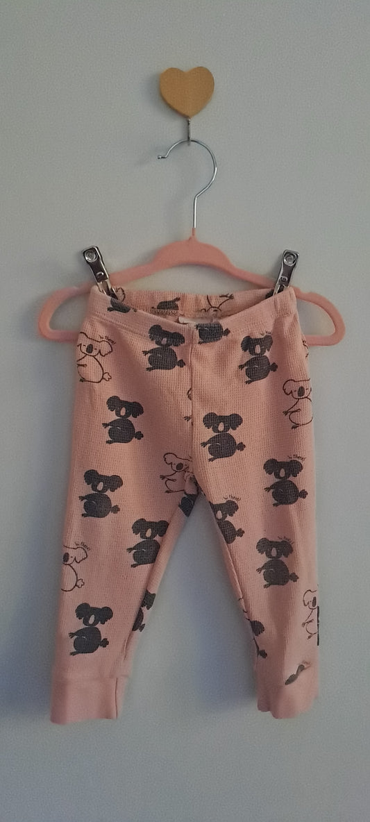 Zara Baby Girls' Pink Koala Print Ribbed Leggings 12-18 Months