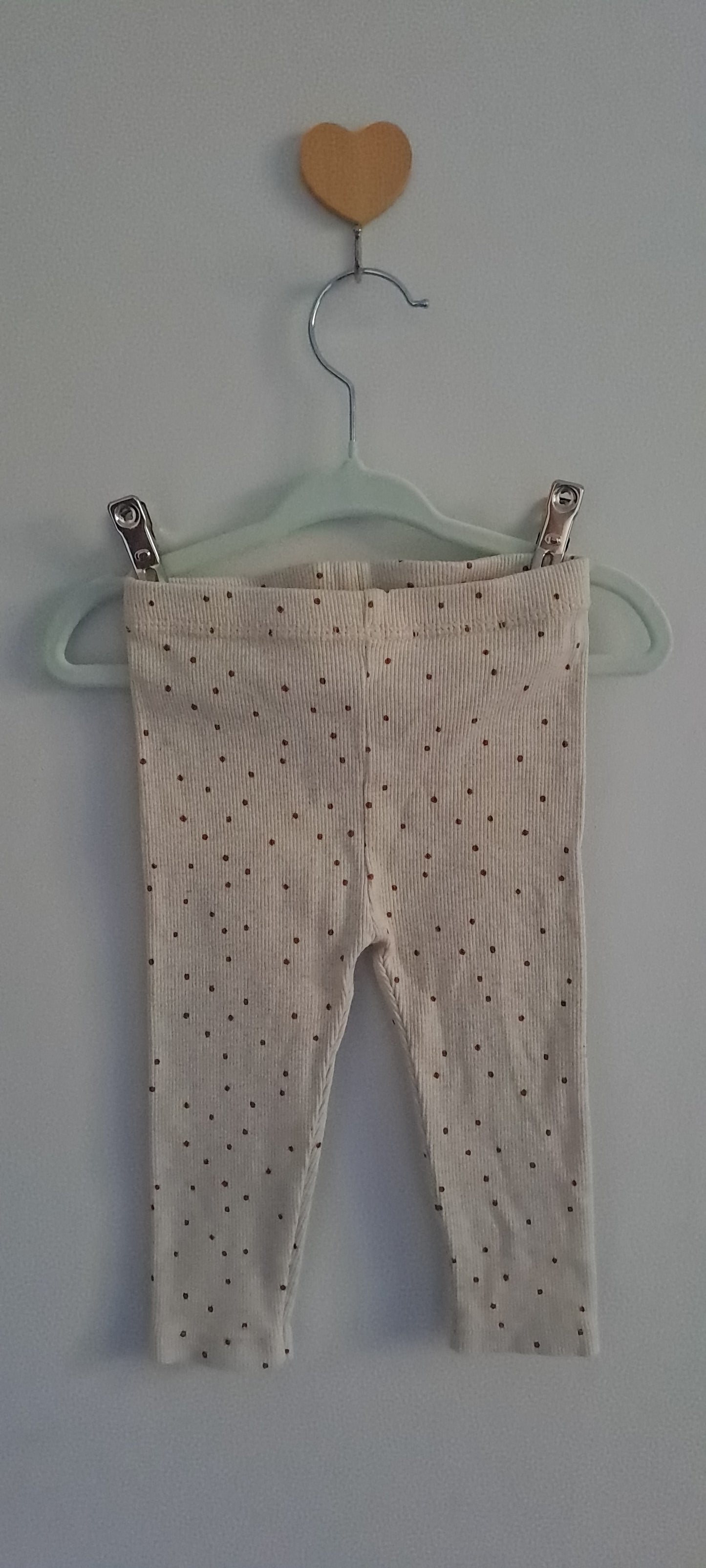 Zara Baby Girls' Cream Polka Dot Ribbed Leggings 6-9 Months
