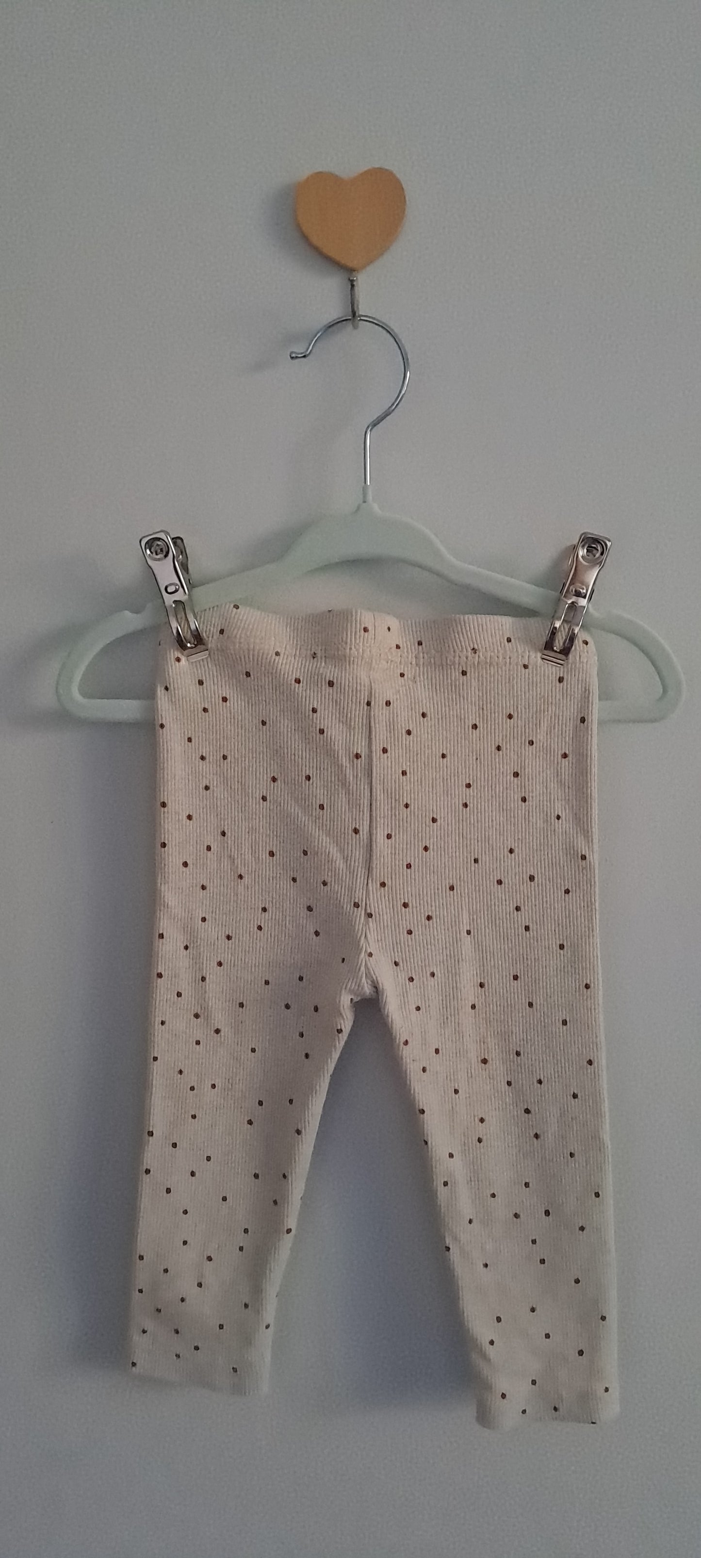Zara Baby Girls' Cream Polka Dot Ribbed Leggings 6-9 Months