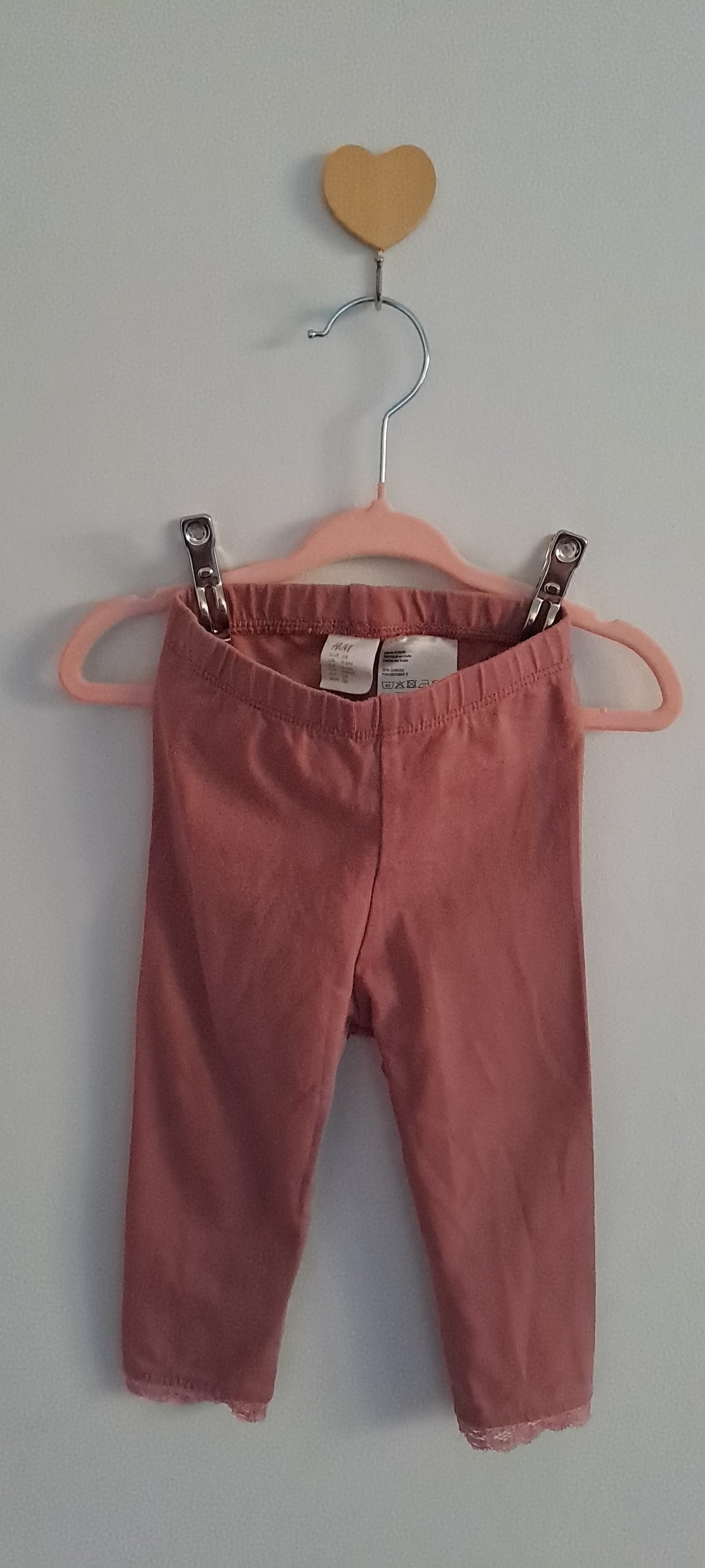 H&M Baby Girls' Dusty Pink Leggings with Lace Trim 4-6 Months