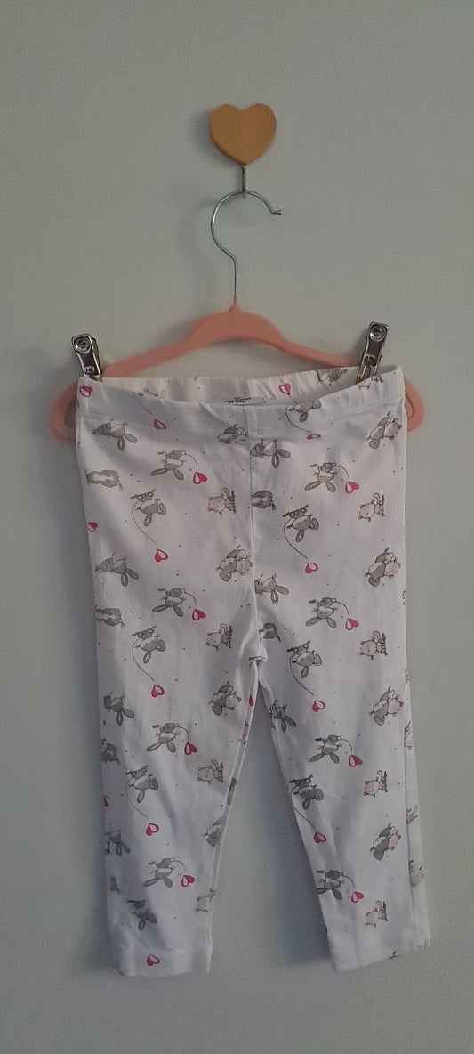 Real Baby Girls' White Bunny & Heart Print Leggings 12-18 Months