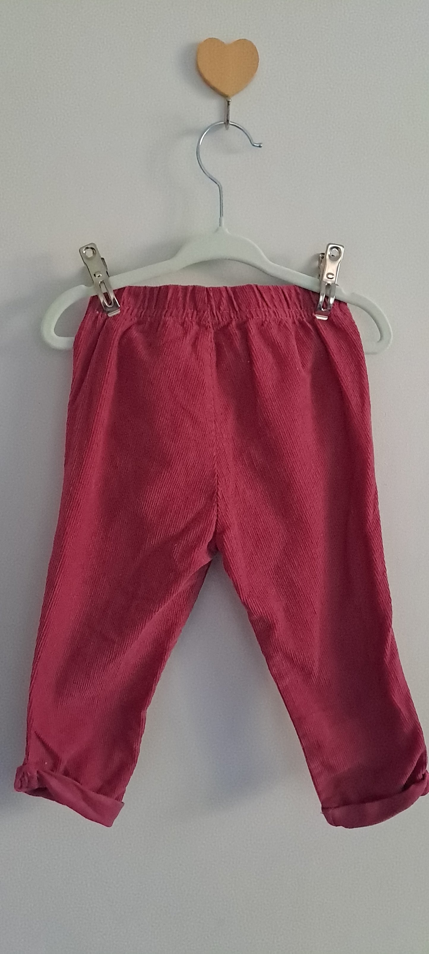 One Two Three Baby Girls' Mauve Corduroy Trousers with Bow Detail 12-18 Months