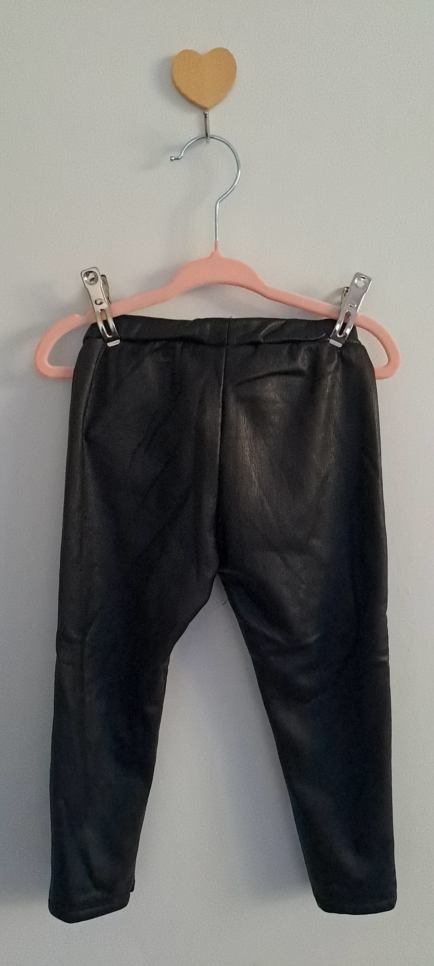 Zara Baby Girls' Black Faux Leather Leggings 18-24 Months