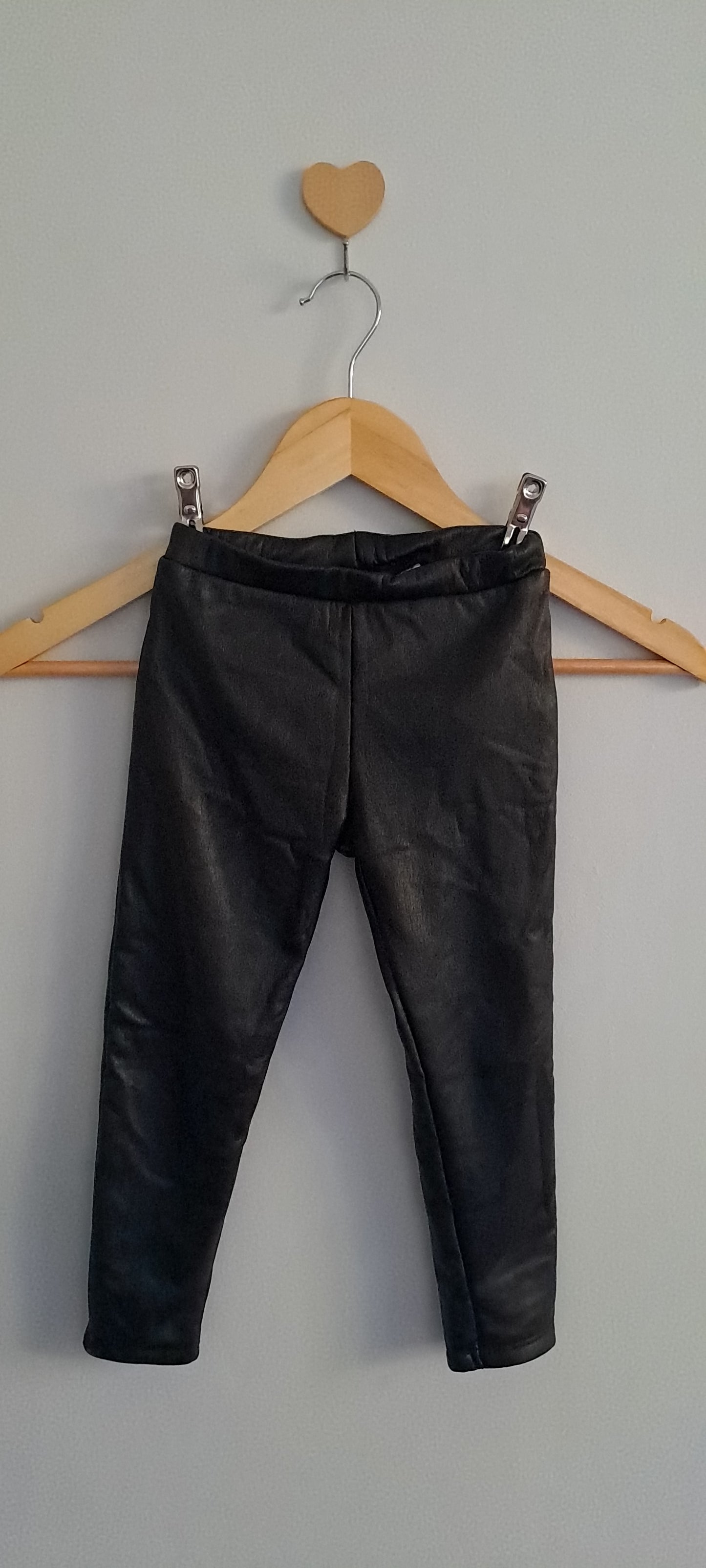 Zara Baby Girls' Black Faux Leather Leggings 2-3 Years