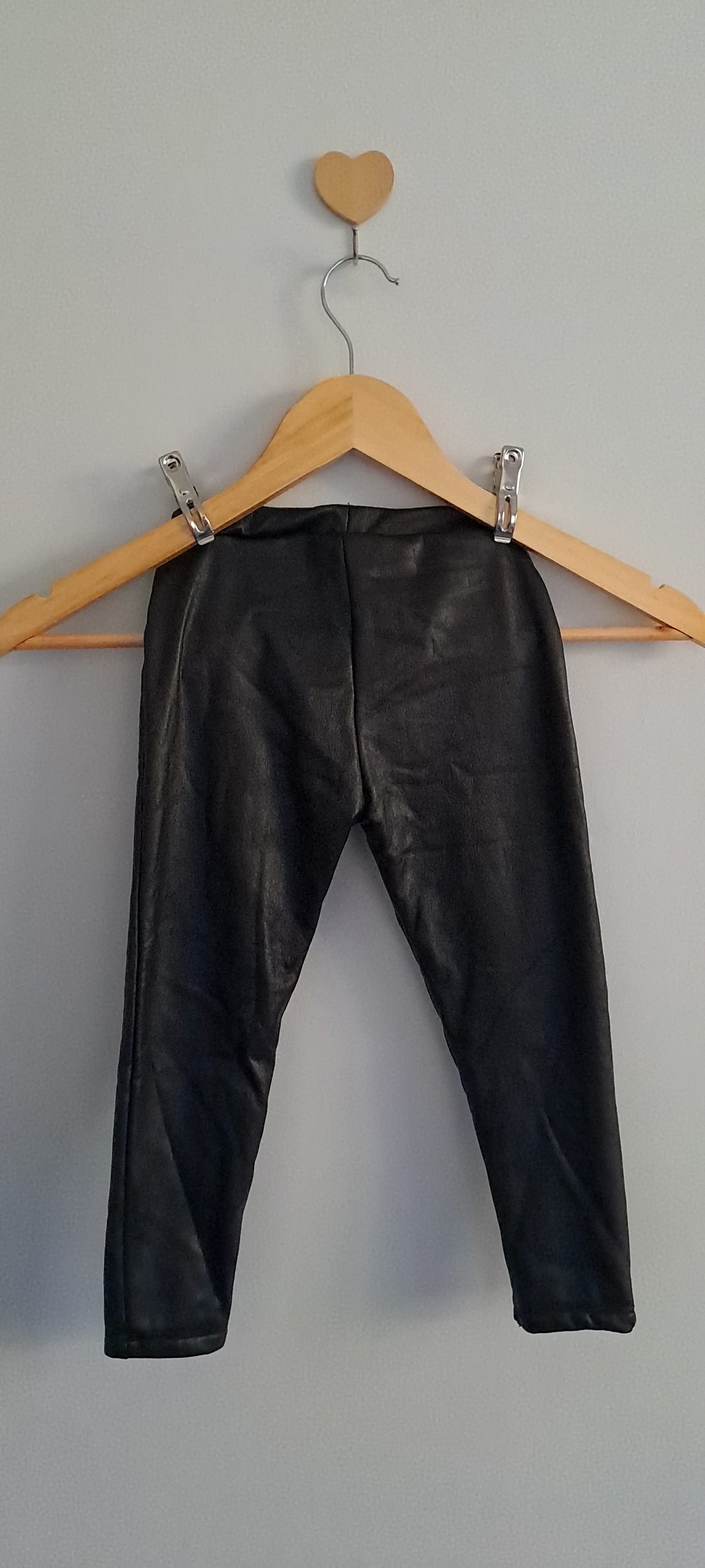 Zara Baby Girls' Black Faux Leather Leggings 2-3 Years