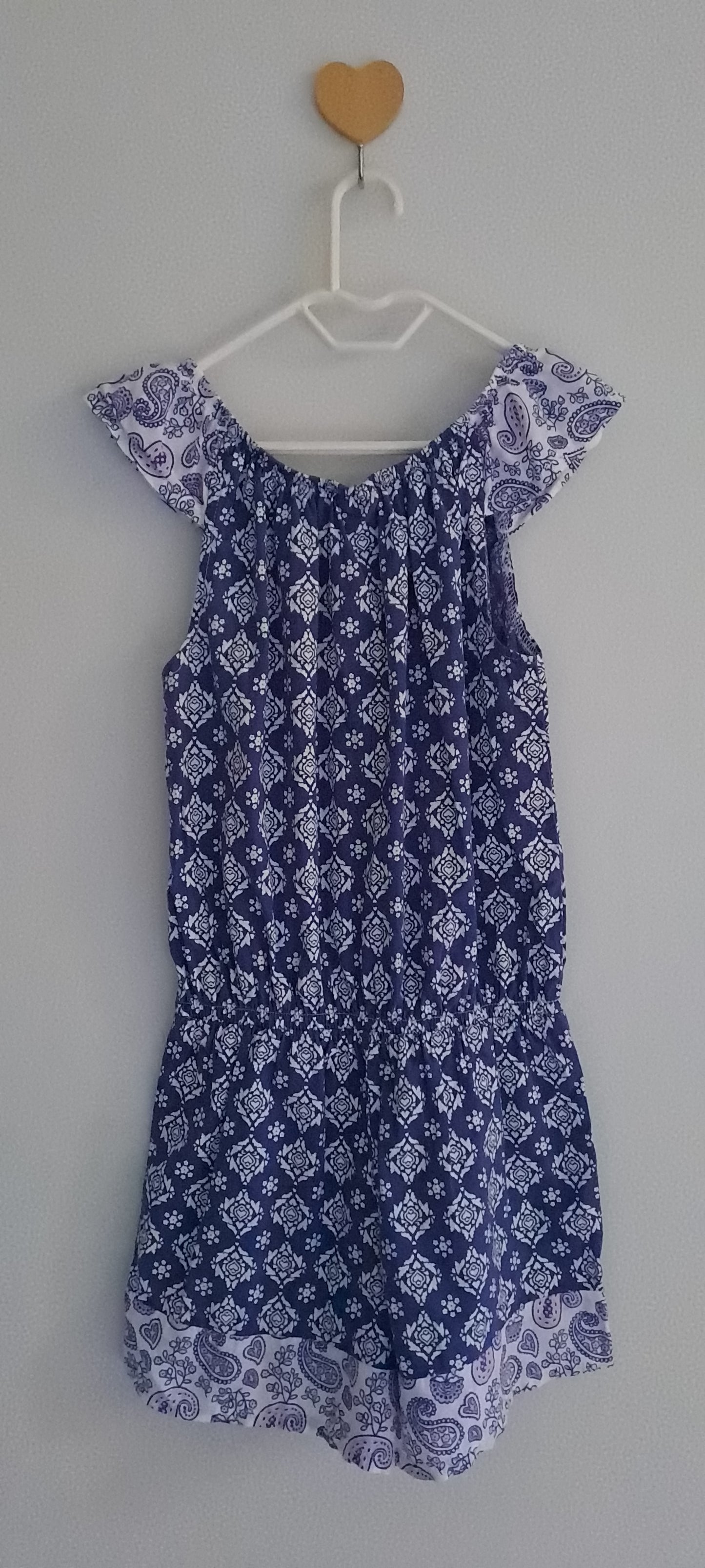 Naartjie Blue & White Paisley Print Romper 4-5 Years
