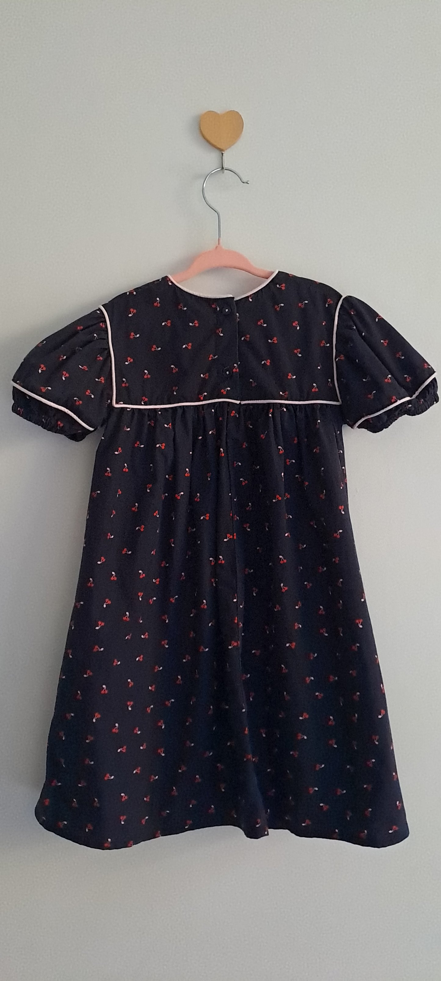 Uniq Vintage-Style Navy Cherry Print Smock Dress 6-7 Years