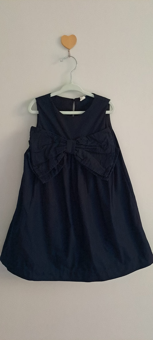 Uniq Navy Sleeveless Dress with Oversized Statement Bow 5-6 Years