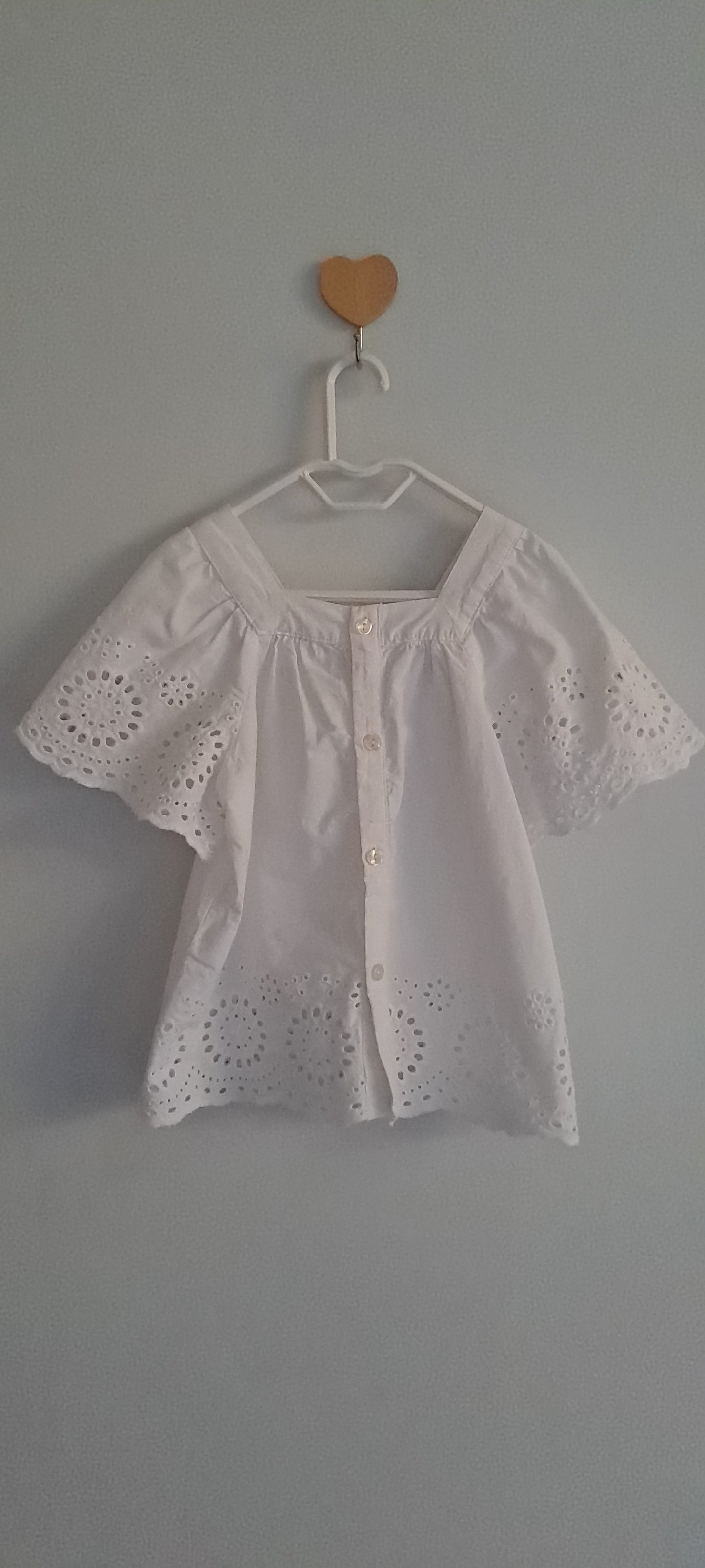 Zara Kids White Broderie Anglaise Embroidered Top 3-4 Years