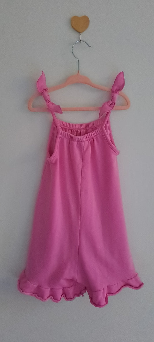 Zara Kids Pink Ruffled Romper with Tie-Shoulder Straps 4-5 Years