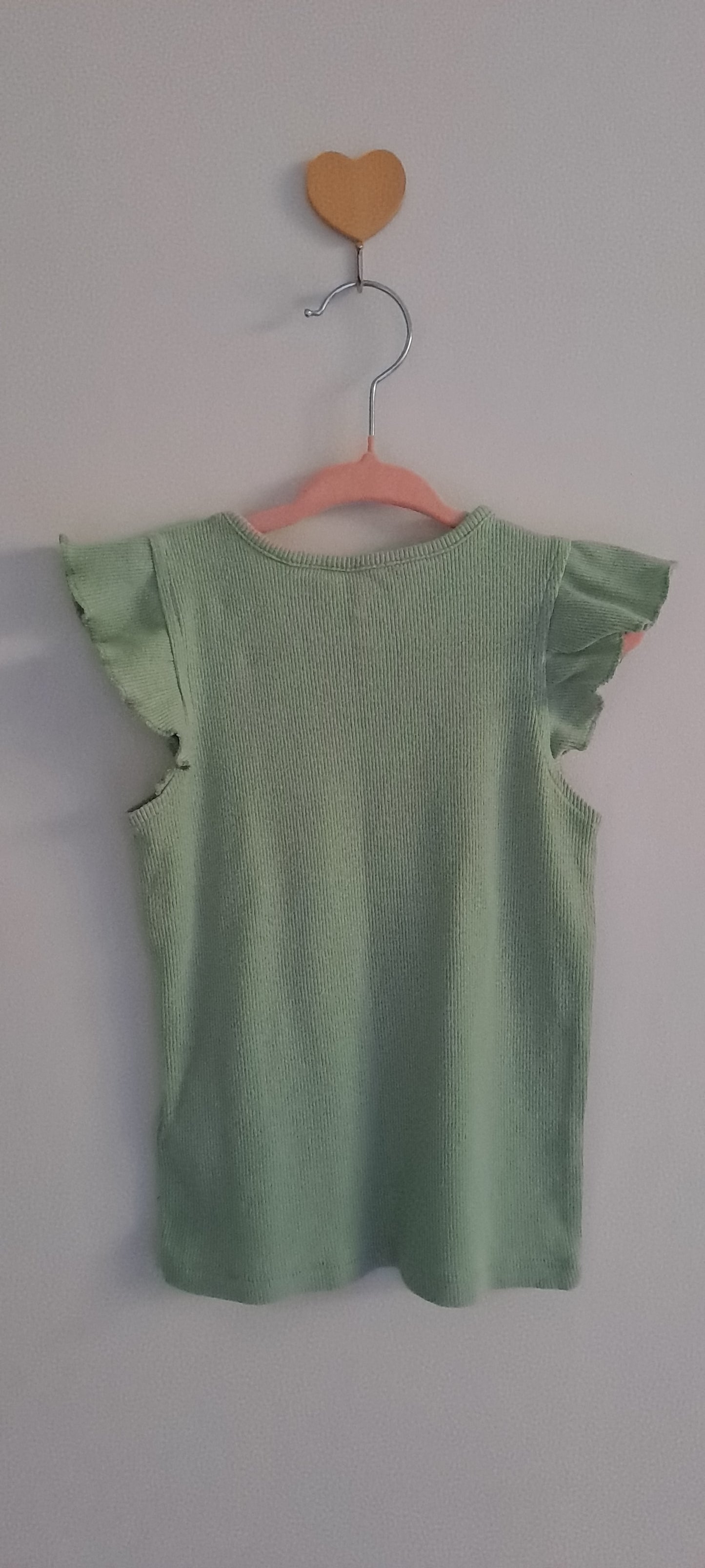 Zara Kids Sage Green Ribbed Ruffle Sleeve Top 2-3 Years