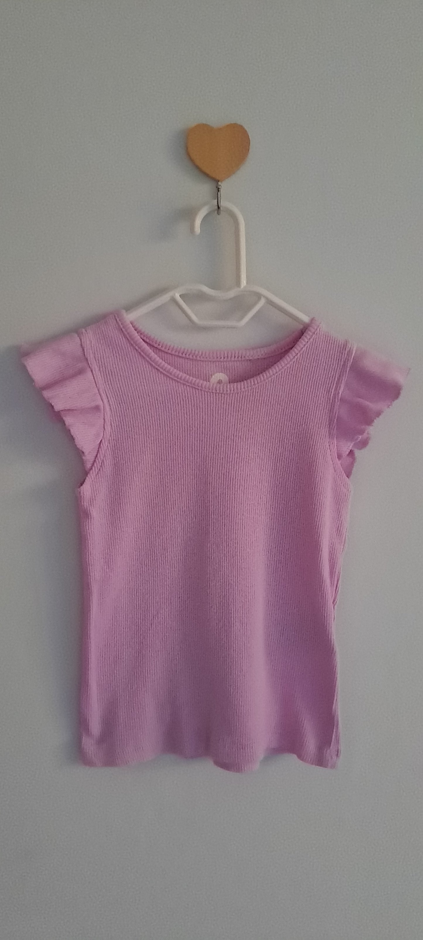 Zara Kids Lilac Ribbed Ruffle Sleeve Top 1-2 Years