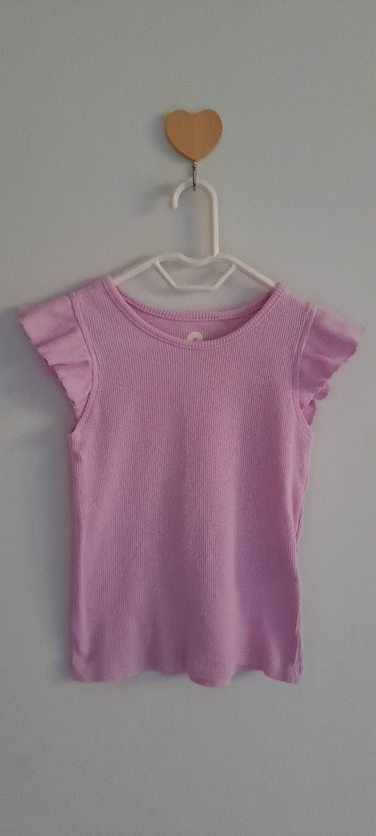 Zara Kids Lilac Ribbed Ruffle Sleeve Top 1-2 Years