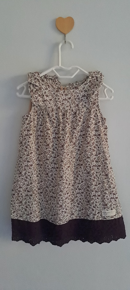 Petit Bunny Floral Smock Dress with Broderie Anglaise Hem 1-2 Years