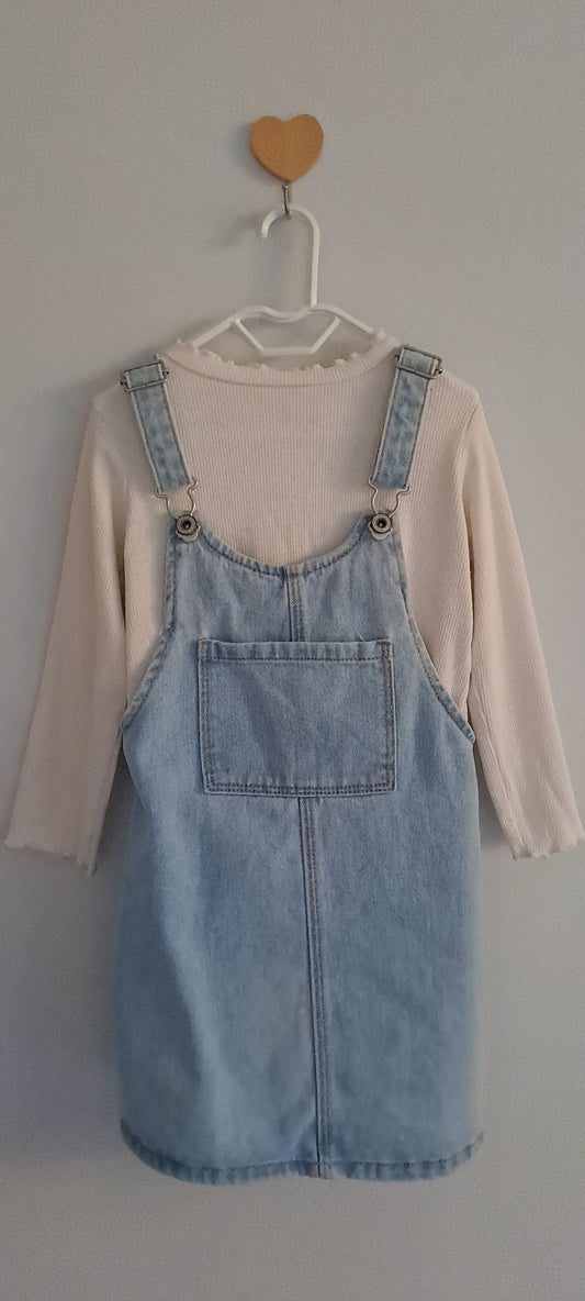 Zara Kids Light Wash Denim Pinafore Dress 3-4 Years