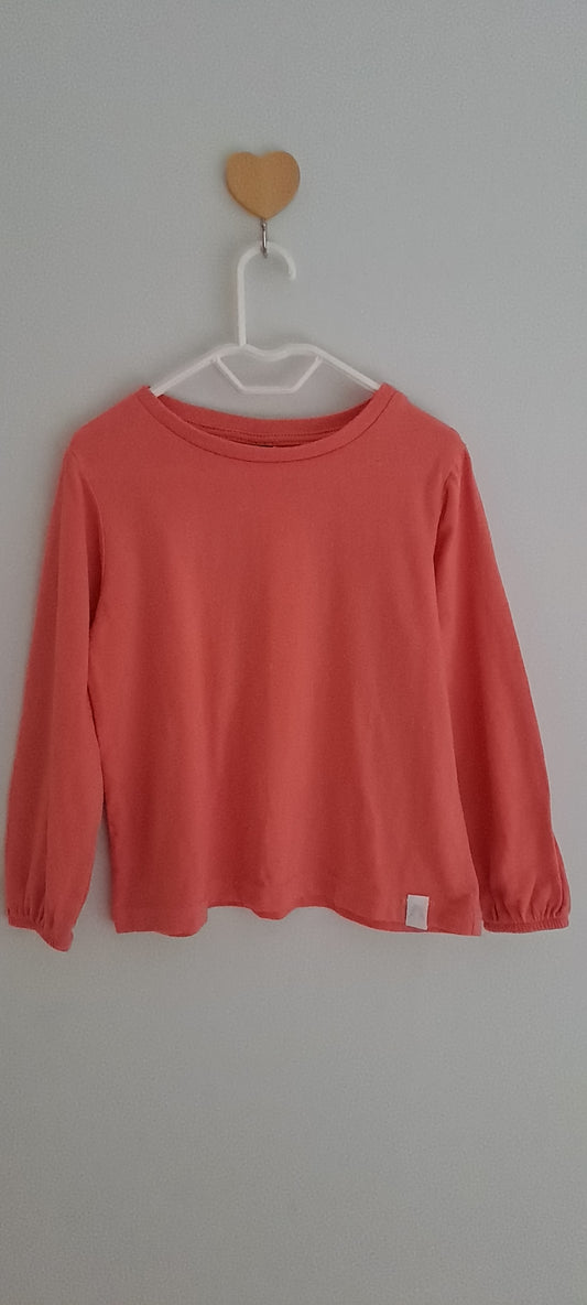 Qtee Toddler Girls Coral Pink Long Sleeve Basic Top 2-3 Years
