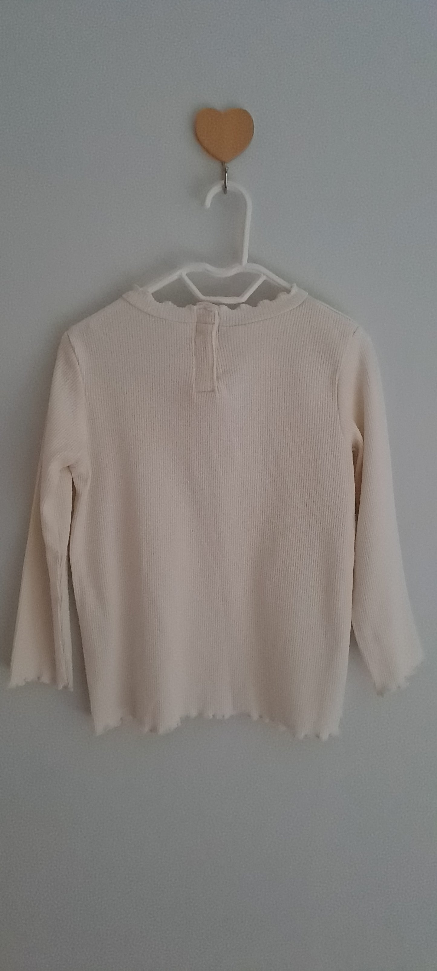 Zara Baby Girls Cream Ribbed Lettuce-Edge Top 2-3 Years