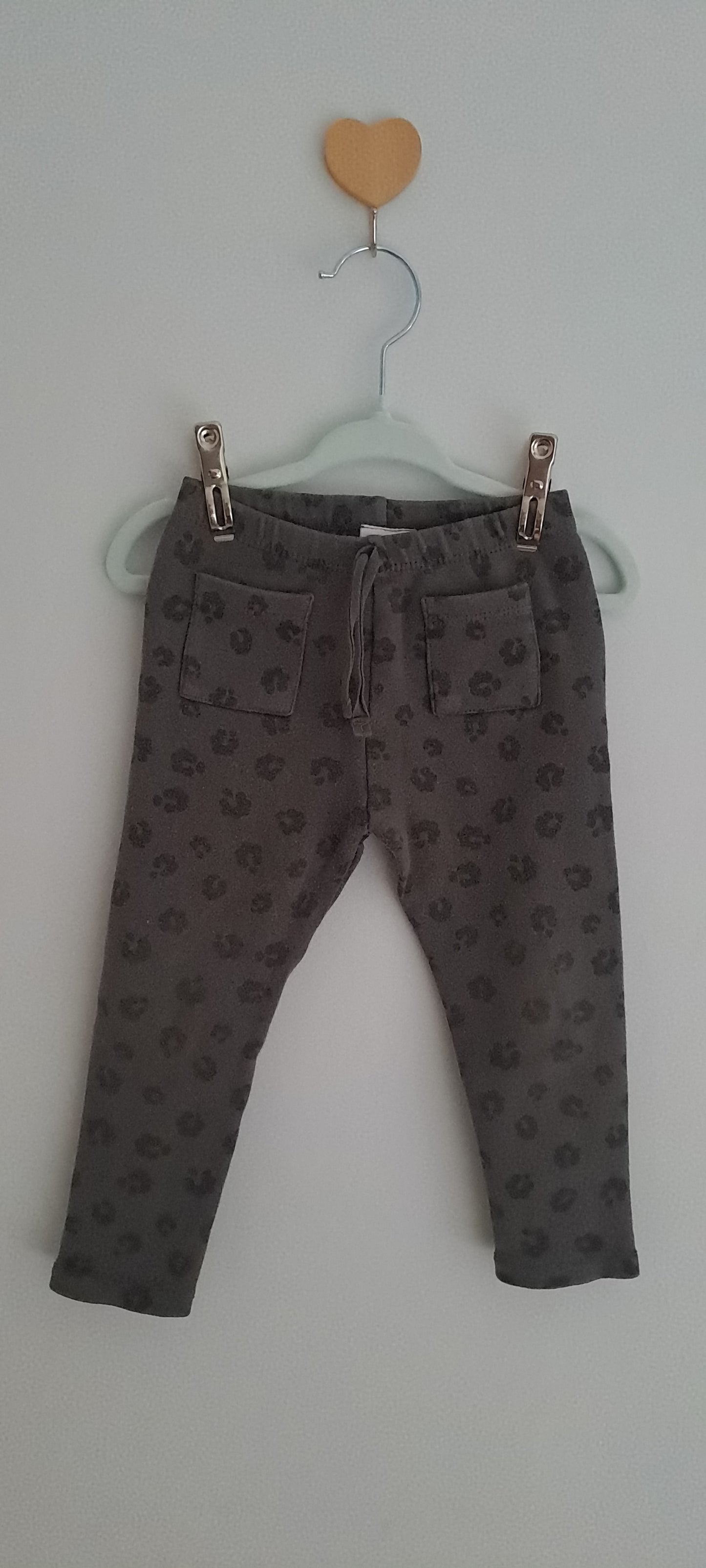 Zara Baby Charcoal Animal Print Pocket Leggings 2-3 Years