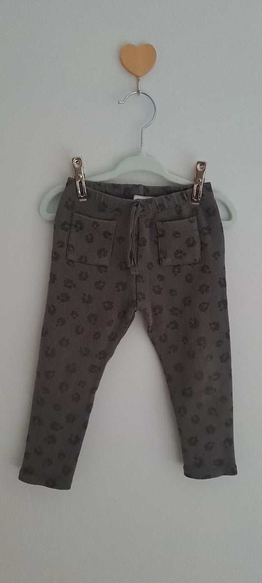 Zara Baby Charcoal Animal Print Pocket Leggings 2-3 Years