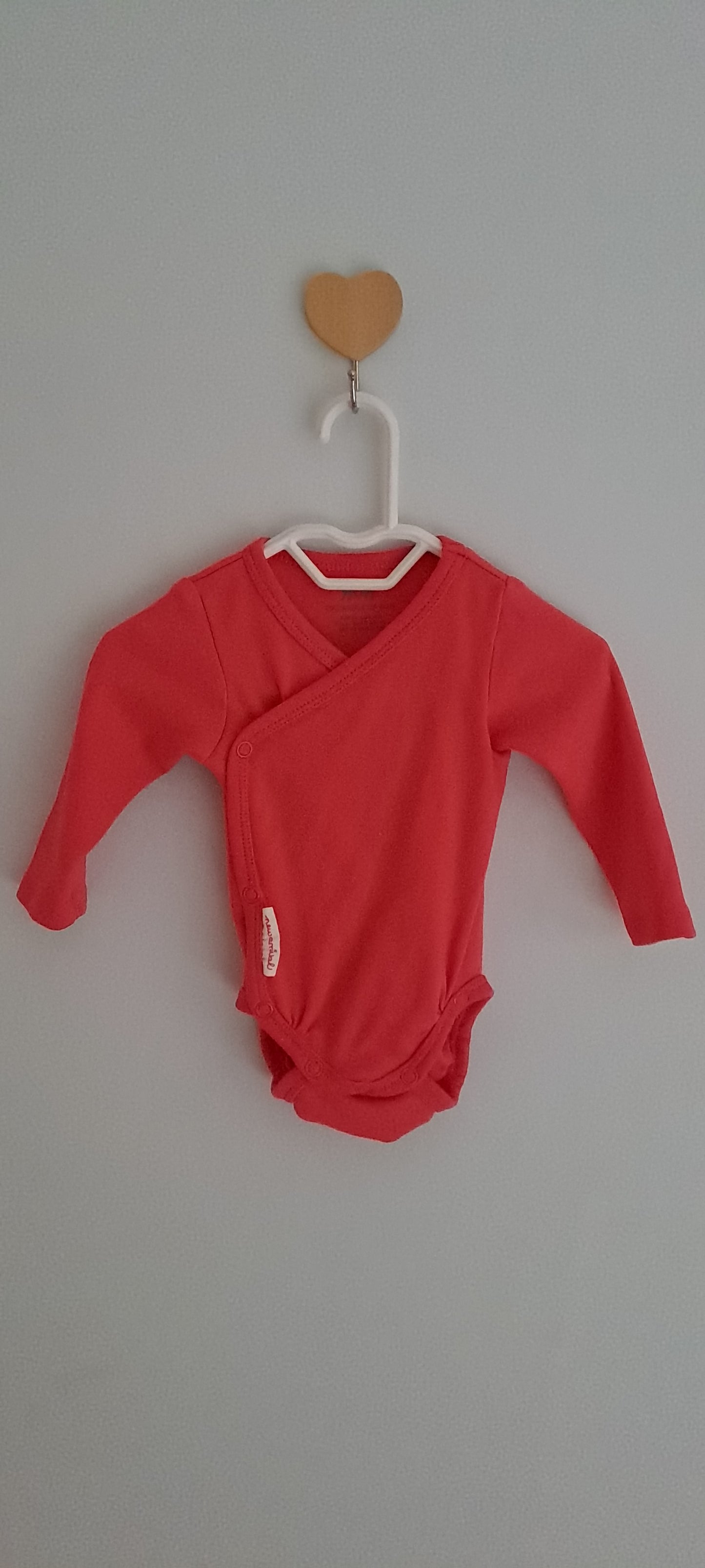 H&M Newborn Coral Long-Sleeve Wrapover Bodysuit 0-1 Month