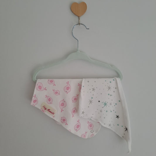 Fizzy Moments Baby Bandana Bib Set – Pink Bird & Star Print One Size