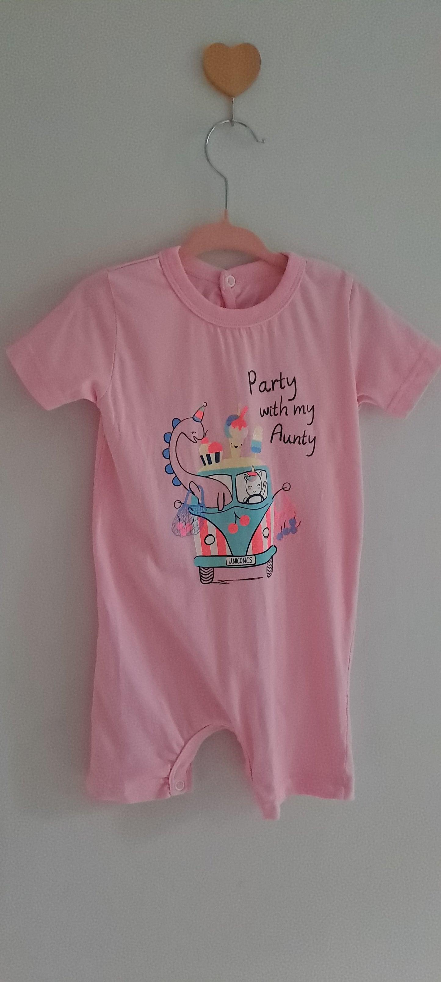 Woolworths "Party with my Aunty" Pink Summer Romper 6-12 Months