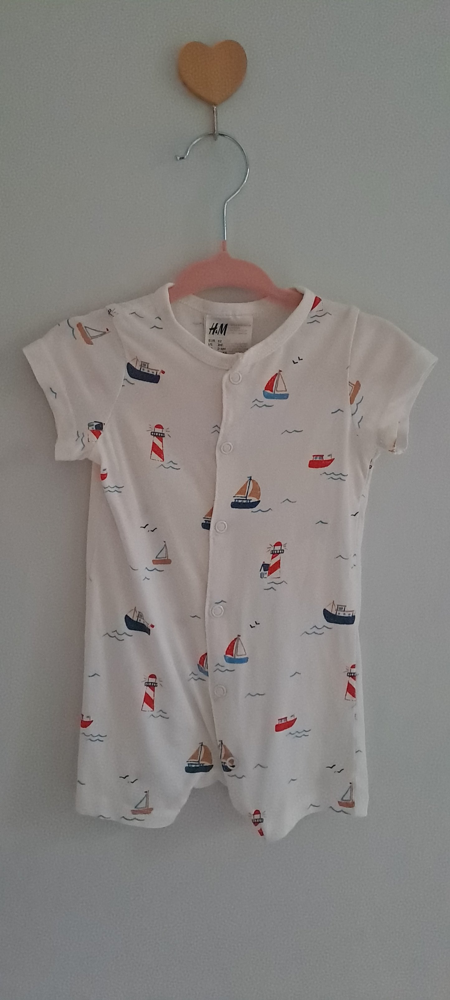 H&M Nautical Sailboat & Lighthouse Romper 2-4 Months