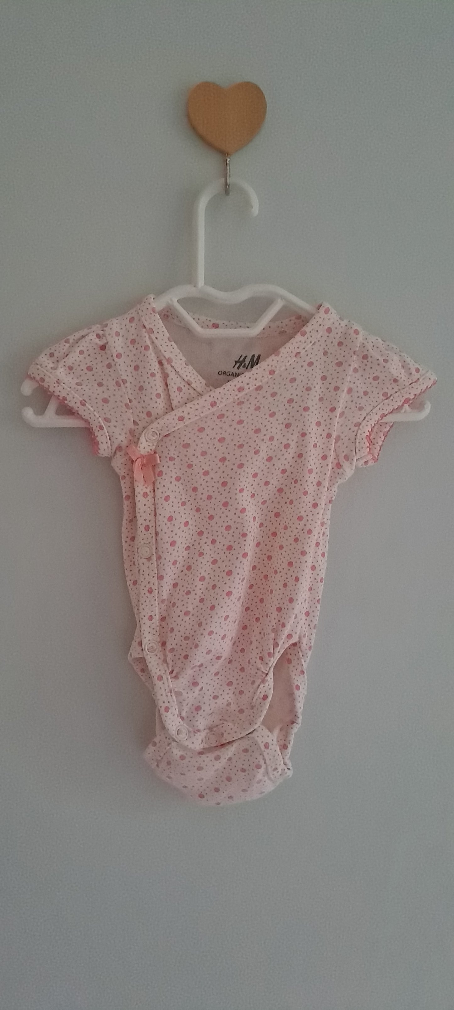 H&M Organic Cotton Wrap Bodysuit – Pink Floral Newborn