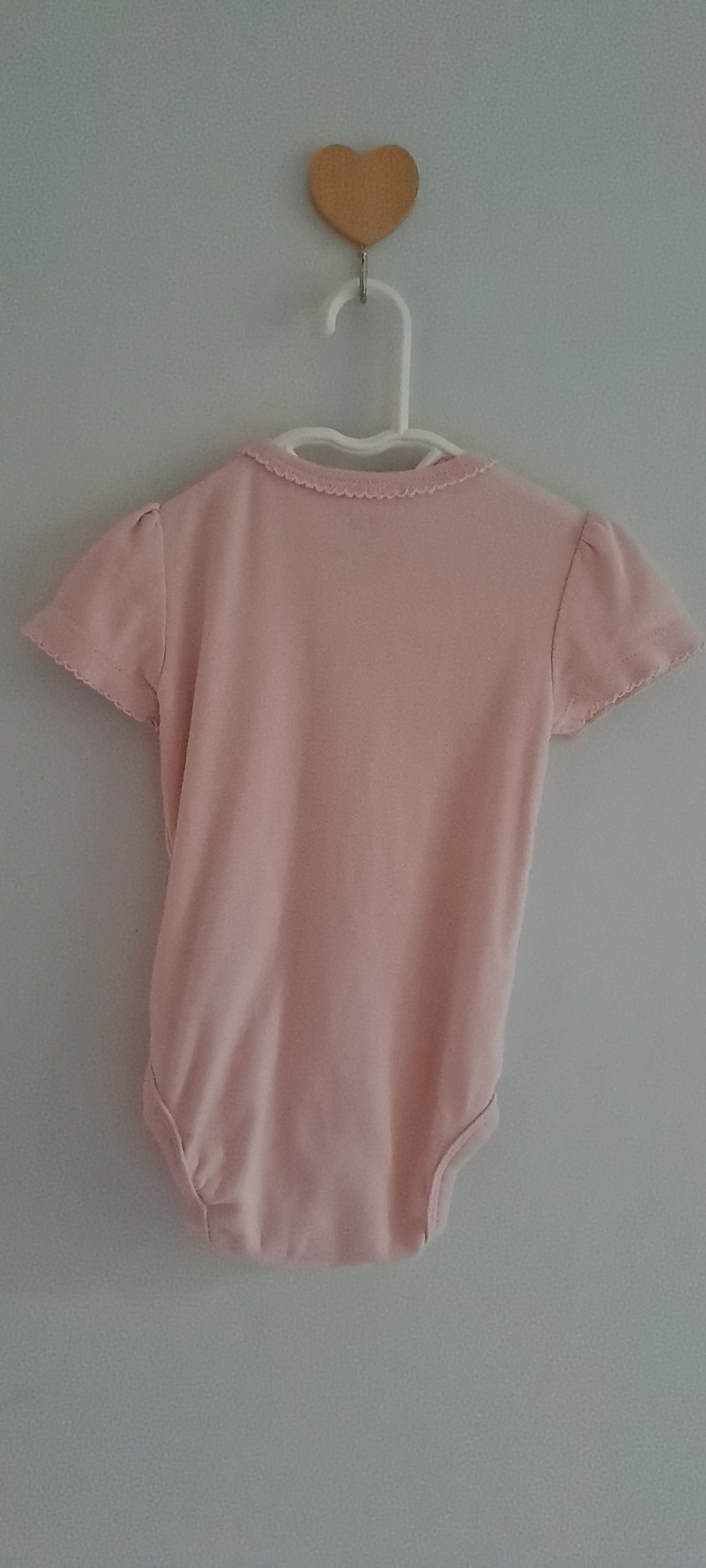 H&M Organic Cotton Puff Sleeve Bodysuit – Soft Pink 4-6 Months