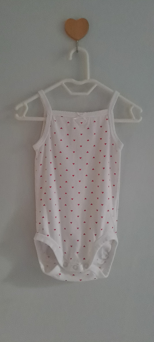 H&M White Pink Hearts Lace Bodysuit – Organic Cotton 6-9 Months