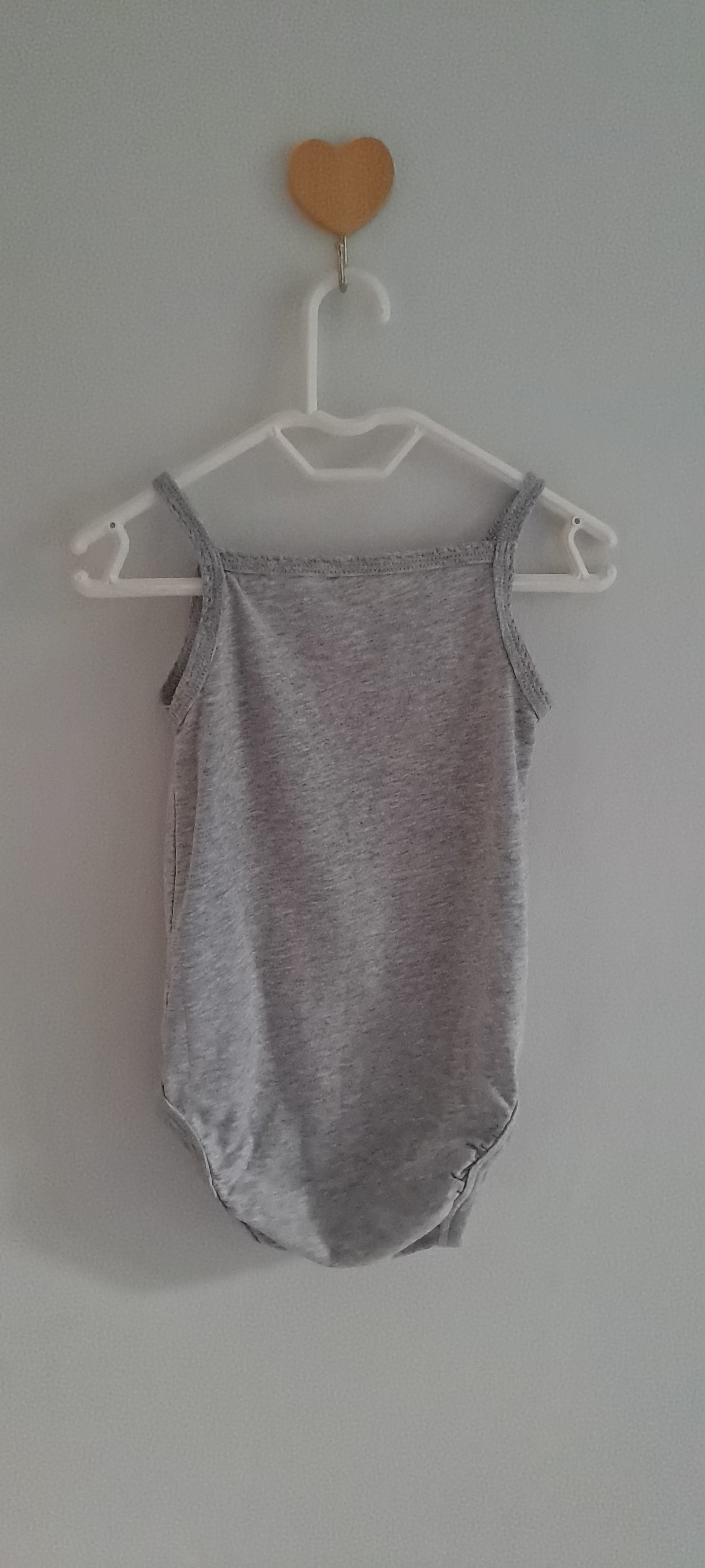 H&M Grey Marl Lace Bodysuit – Organic Cotton 6-9 Months