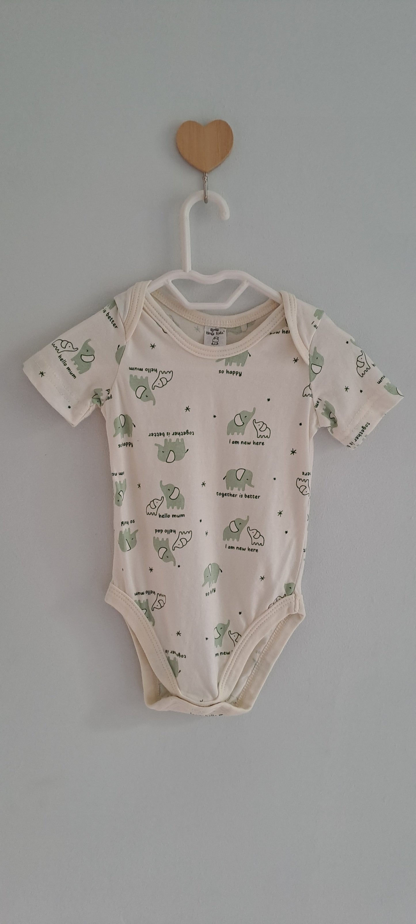 Tiny Tots Elephant Print Bodysuit – "Together is Better" 3-6 Months