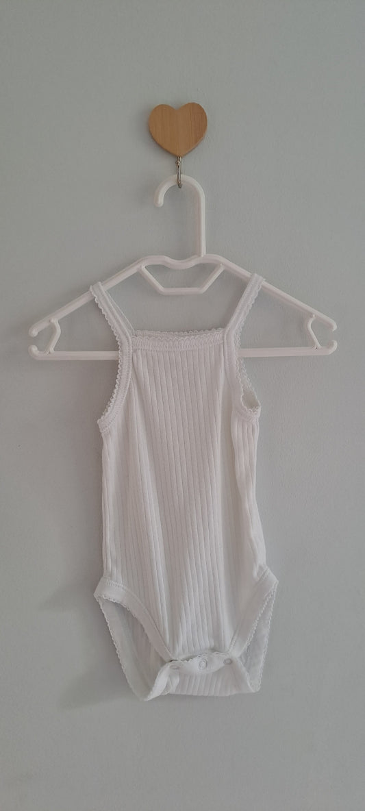 Zara Baby White Ribbed Camisole Bodysuit – Organic Cotton 3-6 Months