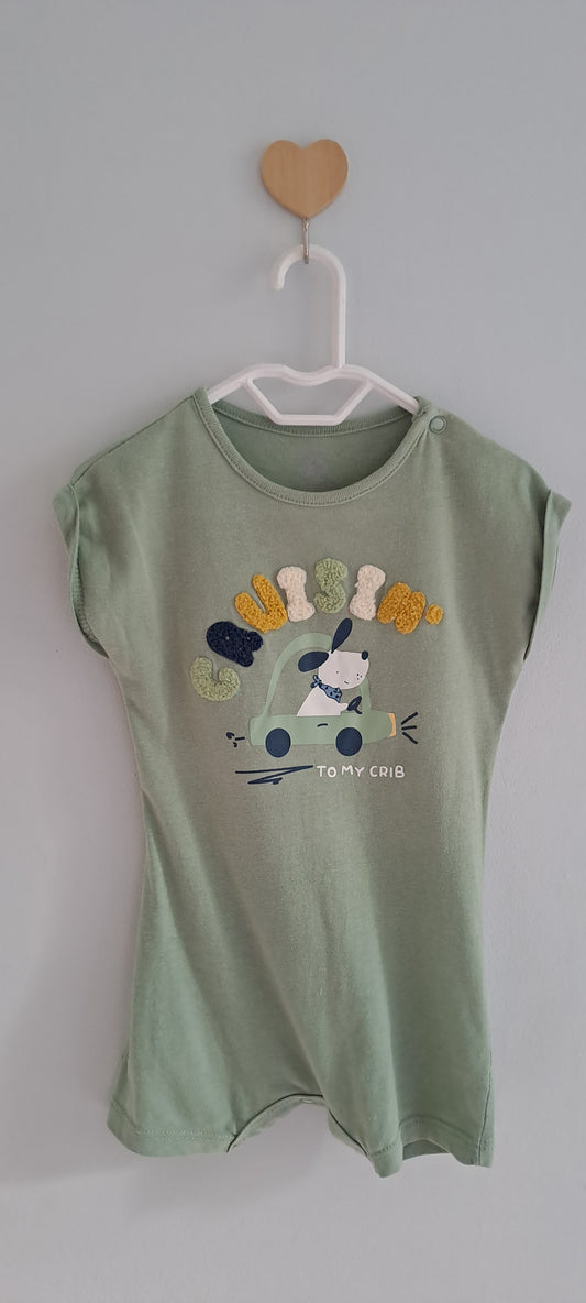 Woolworths "Cruising to my Crib" Sage Green Romper 3-6 Months