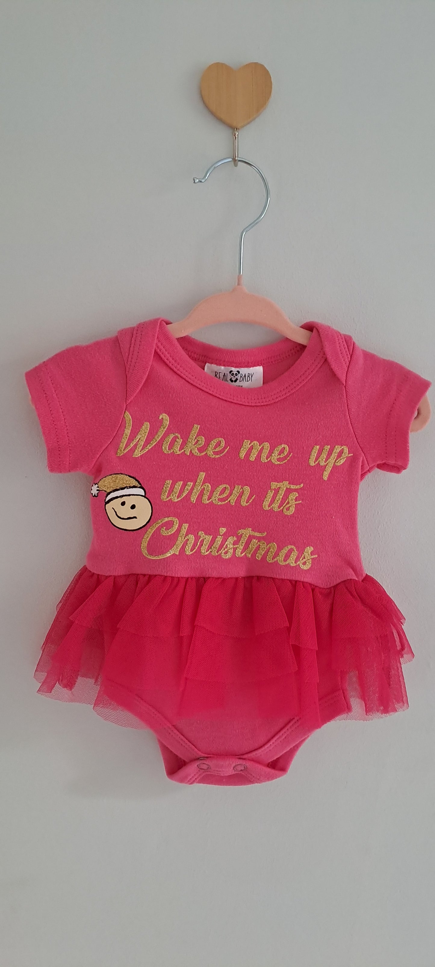 Real Baby "Wake Me Up When It's Christmas" Tutu Romper – Pink Newborn