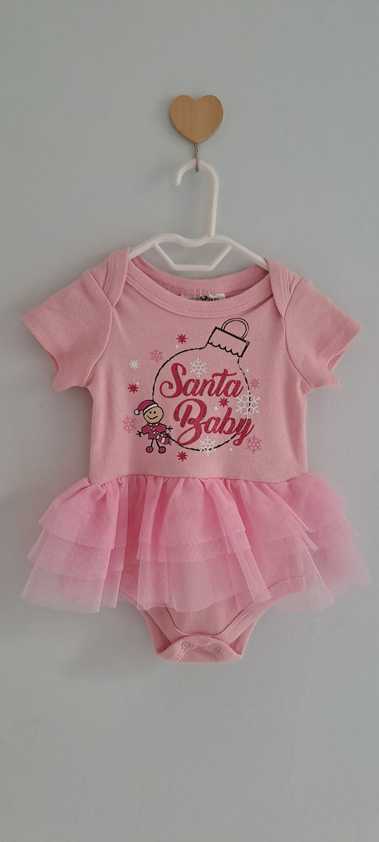 Real Baby "Santa Baby" Christmas Tutu Romper – Pink 0-3 Months